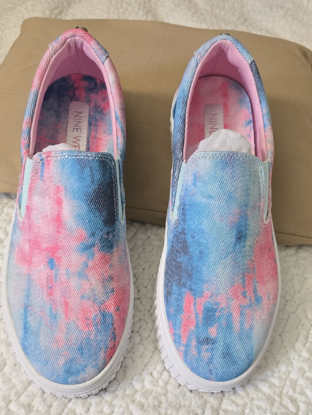 Nine West Girls Slip-On Tie-Dye Sneakers in Pink & Blue